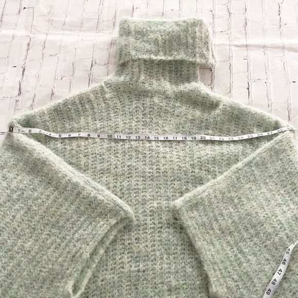 Anthropologie Cozy Knit Poncho in Light Green Mint Turtleneck SuperSoft OS - Picture 8 of 12